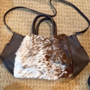 Elegant Brown and White Fur Women's Tote